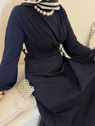 Linda etekli takım-lacivert - vakronline