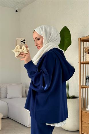 Kapüşonlu i̇kili takım-lacivert - vakronline