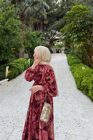 Laide astarlı elbise-kızılcık - vakronline