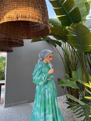 Cherry elbise-mavi - vakronline