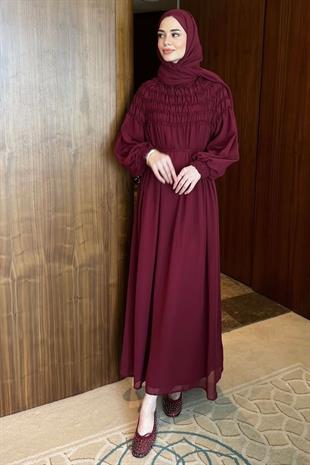 Swan elbise-bordo - Vakronline