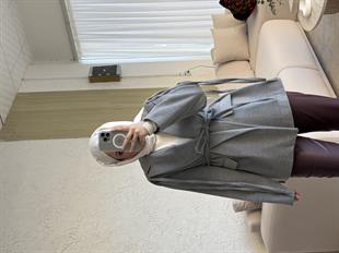 Biyeli astarlı kaşe ceket- gri - vakronline