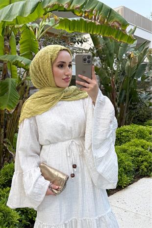 Soft keten natural elbise - Vakronline