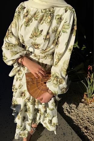 Mona elbise -yeşil - vakronline