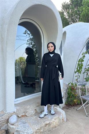 Oysh kumaş etekli takım-siyah - vakronline