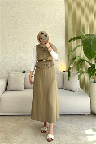 Tesettür Tuus etekli takım-Çağla - vakronline