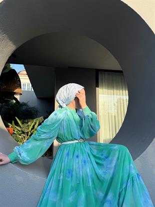 Cherry elbise-mavi - vakronline