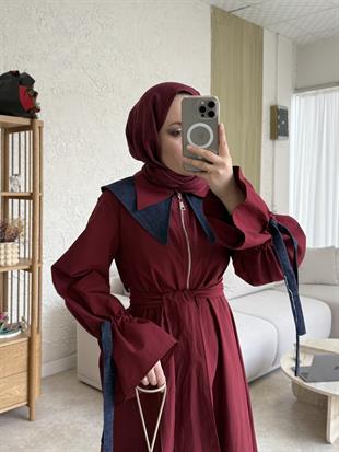 Morina bebe yaka elbise-bordo - vakronline