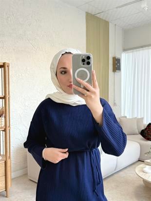 Triko elbise-lacivert - vakronline