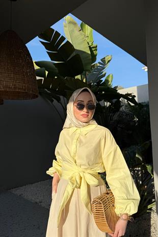 Balon kol gömlek-lemon - vakronline