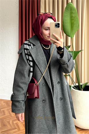 Massimo model kaşe kaban-gri - vakronline
