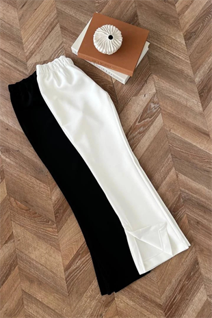 Paçası Yırtmaçlı Scuba Pantolon-Siyah 