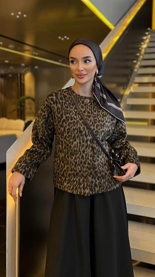 Leopar astarlı ceket - vakronline