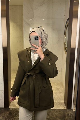 Pelerin Detaylı Premium Trençkot-Haki