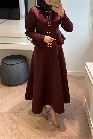 Puf Scuba Etekli Takım-Bordo