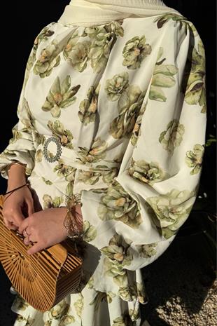 Mona elbise -yeşil - vakronline