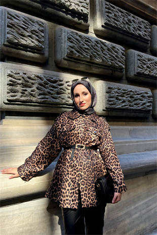 Leopar astarlı ceket - vakronline