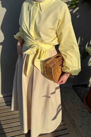 Balon kol gömlek-lemon - vakronline