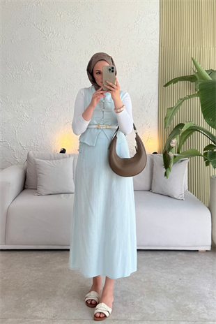 Tesettür Tuus etekli takım-Bebe mavisi - vakronline