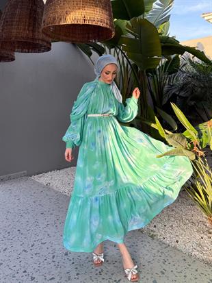 Cherry elbise-mavi - vakronline