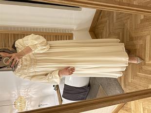 Swan şifon elbise-bej - vakronline - Vakronline