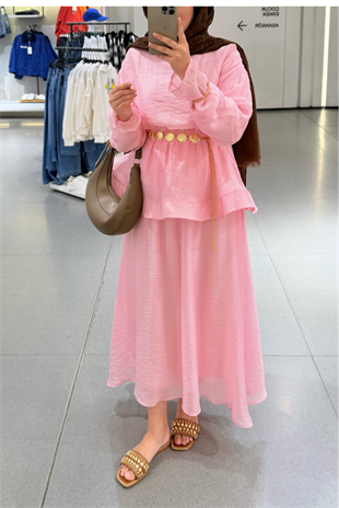 Tesettür Candy Elbise-Pembe