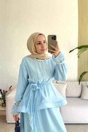 Tesettür Candy Elbise-Bebe Mavisi
