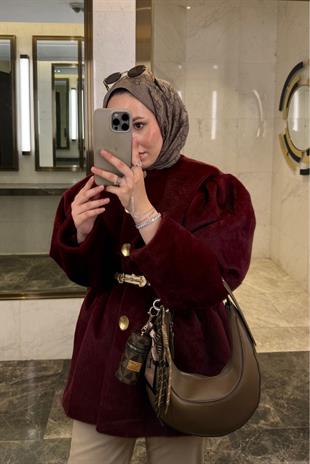 Gold fox Beli lastikli ceket-bordo