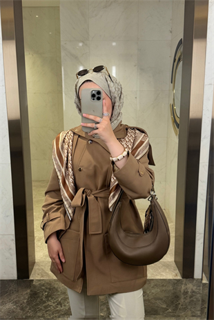 Pelerin Detaylı Premium Trençkot-Camel