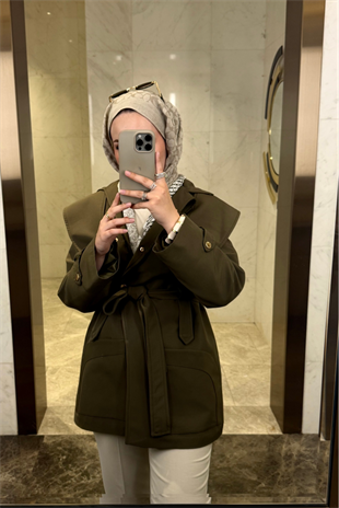 Pelerin Detaylı Premium Trençkot-Haki