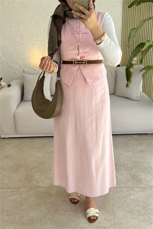 Tesettür Tuus etekli takım-pembe - vakronline