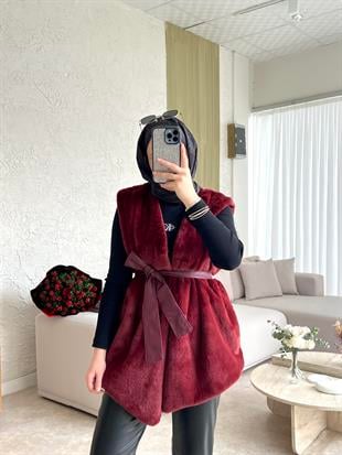 Angora yelek -bordo - vakronline