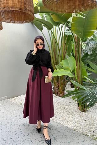 Balon kol gömlek-siyah - vakronline