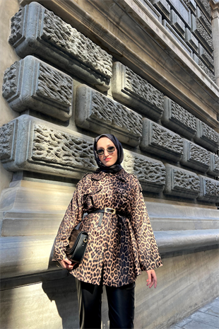 Leopar astarlı ceket - vakronline