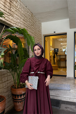 Movila tasarım elbise-bordo - vakronline