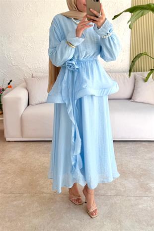 Tesettür Candy Elbise-Bebe Mavisi