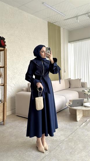 Morina bebe yaka elbise-lacivert - vakronline