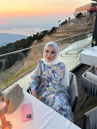 Alessa Kemerli Çiçek Desenli Elbise - Mavi