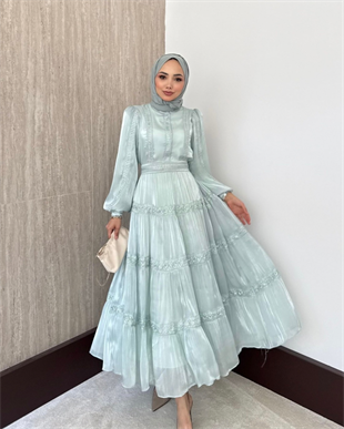 Alezia Taşlı İthal Elbise - Mint