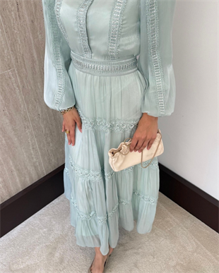 Alezia Taşlı İthal Elbise - Mint