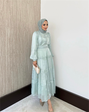 Alezia Taşlı İthal Elbise - Mint
