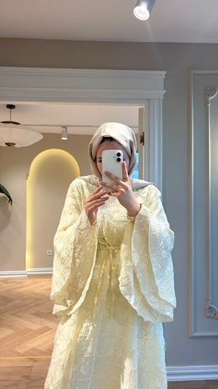 Alia Payet İşlemeli Dantel Elbise - Ekru