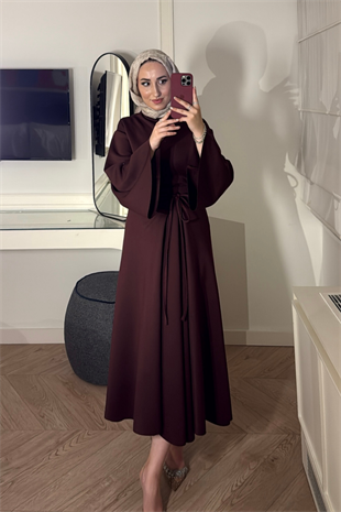 Alya Pelerin Etekli Takım-Bordo