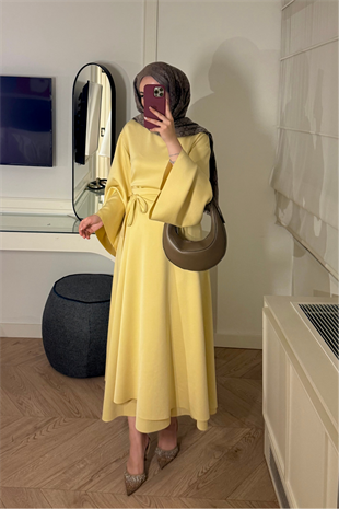 Alya Pelerin Etekli Takım-Sarı