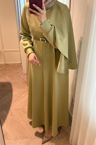 Amelie Şal Yaka Scuba Elbise-Çağla
