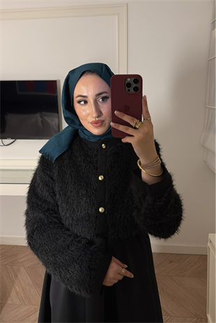 Angora Peluş Massimo Hırka-siyah 