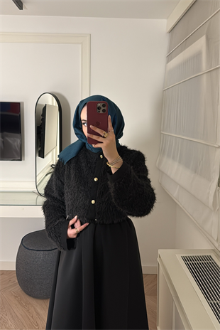 Angora Peluş Massimo Hırka-siyah 