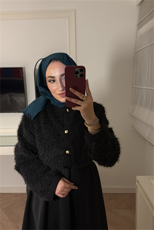 Angora Peluş Massimo Hırka-siyah 