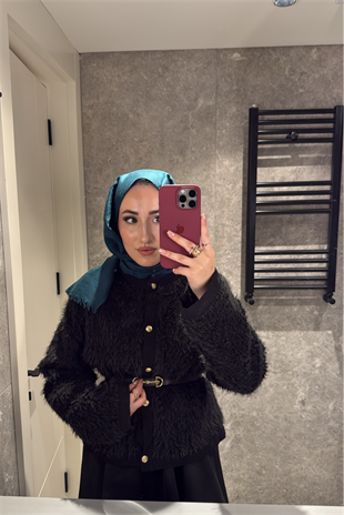 Angora Peluş Massimo Hırka-siyah 