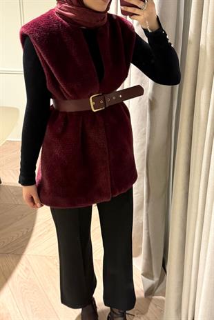 Angora Yelek-Bordo